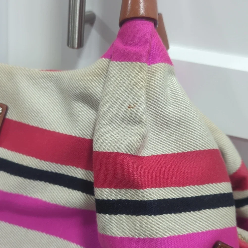 Kate Spade Stevie Oak Island Large Canvas Striped Bag